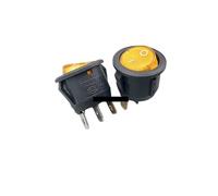 4Pcs KCD1 Round 220V/12V Red, yellow and blue green 3Pin SPDT ON/OFF Rocker Power Switch AC 125V/10A 250V/6A With light NWPNLXEA(Yellow 220V)
