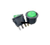 4Pcs KCD1 Round 220V/12V Red, yellow and blue green 3Pin SPDT ON/OFF Rocker Power Switch AC 125V/10A 250V/6A With light NWPNLXEA(Green 220V)
