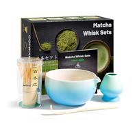 4Pcs Kit de Cérémonie Japonaise du Matcha,Cuillère en Bambou, Support Pour Fouet, Coffret Cadeau Pour la Cérémonie du thé et la Dégustation.