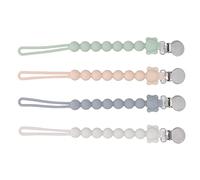 4pcs La Chaîne de Sucette pour bébé Empêche Fermement le Serrage de La Sucette en Silicone Douce Clip de Tétine de Gris Blanc Gris Rose Rose: bébé Silicone bébé Sucette