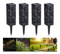 4pcs Lampe Solaire de Jardin LED Lanterne étanche Borne d'Eclairage décoration patio cour- Lewin Deal Noir G