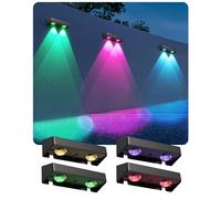 4PCS Lampes Solaires 8 Couleurs et RVB 5 Modes d'Éclairage Étanche IP65 | AGPTEK Lampe de Clôture Solaire Applique Murale Lumières Extérieures Garage pour Clôture Terrasse Mur Décoratif-Blanc Chaud