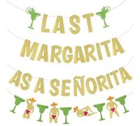 4pcs Last Margarita as a Senorita Bannière, Bannière de Bar Margarita à Paillettes Dorées, Décorations de Fête de Enterrement de Vie de Jeune Fille, Bannière de Bar sur le Thème de Margarita