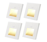 4Pcs LED Spot Mural Encastré 1,5W avec Détecteur de Mouvement, Applique Murale d'escalier éclairage étape Lumière Lampe 3000K Blanc Chaud, Plastique Encastré Lumière Escalier 230V Intérieur, Blanc