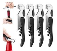 4pcs Limonadier Sommelier Professionnel Tire Bouchon Vec DéCapsuleur et Coupe-Capsule Convient à Tous Les Types de Bouchons et de Bouteilles de BièRe (Noir)