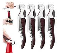 4pcs Limonadier Sommelier Professionnel Tire Bouchon Vec DéCapsuleur et Coupe-Capsule Convient à Tous Les Types de Bouchons et de Bouteilles de BièRe (Vin rouge)