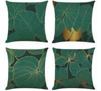 4pcs Linen Cushion Covers, Dark Green Jungle Decorative Cushion Covers, Garden Living Room Sofa Pillowcases