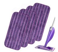 4PCS Lingettes Reutilisable pour Swiffer WetJet, Serpillières en Microfibre Remplacement,Tampons de Vadrouille en Microfibre Lavable