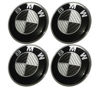 4pcs Logo Bmw 68mm Centre De Roue Cache Moyeu Jante Fibre De Carbone Noir Gris Insigne
