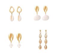 4PCS longue perle boucles d'oreilles pour les femmes 925 argent sterling perle Shell Dangle boucles d'oreilles hypoallergénique élégant mariage perle gland boucles d'oreilles pour la mariée cadeau de