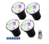 4PCS Lumière Jardin Enterré - Spot Encastrable LED Exterieur, 3W Spot Encastrable Au Sol LED RGB Extérieur, 12V-24V Au Sol Spots, IP67 Lampadaire Pour Encastrable De Jardin ( Color : RGB , Size : 3W(1