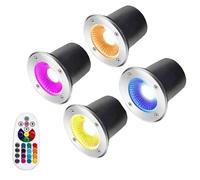 4PCS Lumière Jardin Enterré - Spot Encastrable LED Exterieur, 3W Spot Encastrable Au Sol LED RGB Extérieur, 12V-24V Au Sol Spots, IP67 Lampadaire pour Encastrable De Jardin