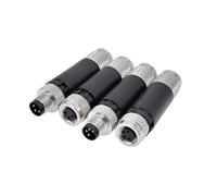 4Pcs M8 Sensor Connector Non-welding screw connection Metal A Code Bend Angle 3pin 4pin IP68 Straight Waterproof Connectors(M8-3F Metal)