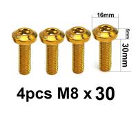 4pcs M8x30mm Gold Boulons De Disque De Frein De Moto M8, Rotor, Vis, Document De Placage, Tête À Douille Hexagonale Pour Honda Yamaha Kawasaki Suzuki ""Nipseyteko