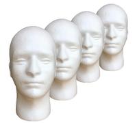 4pcs Mannequin Head Male Hair Mannequin Head White Modèle Modèle Masques Masques Perruque Chatte Affichage Affichage Manikin pour la maison, Salon, boutique