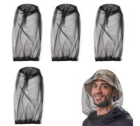 4PCS Masque Masque Anti Tête de Moustique Net Moustiquaire pour le Camping et les Voyages en Plein Air, Taille Unique, Noire