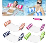 4pcs Matelas Gonflable Piscine,Hamac d’Eau Plage Portable,4 in 1 Matelas Filet Piscine Gonflable,Bouee Plage Adulte,avec Pompe à Air Manuelle pour Plage,(A)