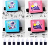 4Pcs Maths Calculator Stamps, Rolling Topic Training Tool, Reusable, Addition, Subtraction, Multiplication And Division Within 100, Suitable For School, Home Extracurricular Tutoring[Z970]