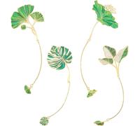 4pcs Metal Bookmarks,Pendant Bookmark Metal Floral Leaf Banana Leaf Lotus Leaf Monstera Metal Bookmarks For Book Teacher Writer Reader Gift