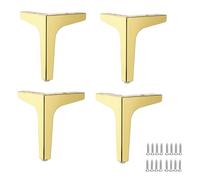 4pcs Metal Sofa Jame, table de table en fer fin, pieds de meubles triangulaires, pied de meuble bricolage, pour armoire, armoire télévisée, canapé, ottoman, placard, avec vis (10 cm (3,9 pouces), or)