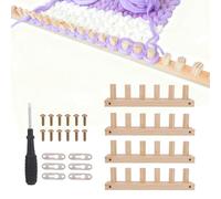 4pcs Métier à Tisser pour Couvertures Laine Épaisse, Métier à Tisser en Bois 1,2m avec Tournevis & Outils D'assemblage Aide DIY Débutants pour Couvertures Jets de Lit et Afghans