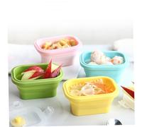 4pcs mini conteneurs de collations, 150 ml contenants de rangement alimentaire en silicone pliable, boîte rangement nourriture à économie empilable avec couvercles à clips, micro-ondes / réfrig