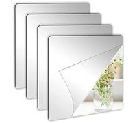 4pcs Miroir Mural Autocollant, 20x20 cm Carré Miroir Acrylique Miroir Adhesif Mural, Flexible Non Verre sans Cadre Mirroir Murales a Coller, pour Salle Bain Salon Porte D'armoire Décoration