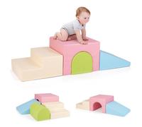 4PCS Module Motricité Bébé en Mousse EPE COSTWAY-Bloc de Construction Housse PU Imperméable et Amovible-Différentes Configurations