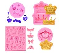 4PCS Moulage Silicone Krona, Moule Silicones pour Chocolat, Bonbons, pâte à Sucre 3D, Moule à Gâteau, Outils Décoration DIY, Moule Silicone pour Cuisson.