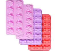 4PCS Moule à patte Et Moule à os de chien Moules à pâtisserie en silicone, Moule à biscuits, Moule à muffins, Moule à bonbons, Moules à biscuits au chocolat Pour Animaux Et Enfants