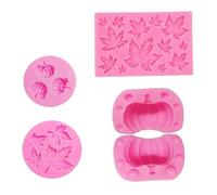 4pcs Moule de citrouille en silicone d'automne et mini feuilles d'érable Moules de chocolat 'automne pour la décoration gâteau Thanksgiving Halloween DIY Fondant, cuisson, mini-gâteau, argile