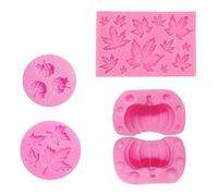 4pcs Moule de citrouille en silicone d'automne et mini-feuilles d'érable Moules de chocolat d'automne pour la décoration de gâteau de Thanksgiving Halloween DIY Fondant, cuisson, mini-gâteau, ar.