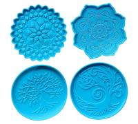 4pcs Moules de sous-traitants 4, 7 pouces de la forme silicone Fleurée résine Moules plateau en résine pour coulée tasse plateau mat diy artisanat décoration maison