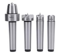 4pcs MT2 Wood Lathe Drive Center Set - High Duty Steel Spur Cup & Live Center Kit avec Boîte de Rangement en Bois pour le Travail du Bois/le Travail Métallique