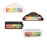 4PCS My Social Battery Pin, My Social Battery, Créative Épingle émotionnelle Amusante en émail 7 Jours par Semaine Épingle à glissière, Insigne D'anxiété Humeur Exprimant L'épingle