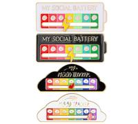 4PCS My Social Battery Pin, My Social Battery, Créative Épingle émotionnelle Amusante en émail 7 Jours par Semaine Épingle à glissière, Insigne D'anxiété Humeur Exprimant L'épingle