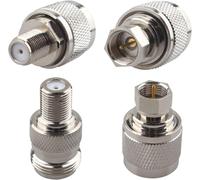 4PCS N Type to F Coax Adapter Kit N to F Male to Female Jack Connector RF Coaxial Coax Straight Nickel-Plated Adapter for TV Antenna Extension Cable Router Video WiFi Radios