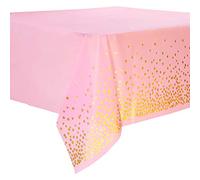 4PCS Nappe de Table de Fête Rose et Or Jetable pour Table Rectangulaire, Couverture de Table en Plastique Confettis Dorés, pour Bachelorette, Anniversaire de Fille, Fête de Naissance, 137 cm x 274 cm