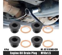 4pcs Noir Vis Vidange M18x1.5 Acier Moteur Bouchon Carter d'huile 07119905428 avec Joint pour BMW X5 X6