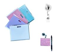4PCS Notes De Badge Effaçables Avec Clip Pour Badge D'identification - Badge Buddy Vertical/Horizontal Réutilisable, écriture Avec Stylo à Bille Et Effacement à L'alcool, Pour Infirmières (02)