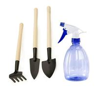4pcs Outils de Jardinage en métal de Petits Outils Jardin avec râteau, Pelle, truelle et canette d'eau, Ensemble d' Jardin pour Plantation Sol Qui Creuse Le lissage Transplantation