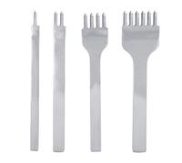 4pcs Outils de Maroquinerie en Acier à Haute Teneur en Carbone avec Poinçon de Trou 3 mm, Kit de Perforatrice Cuir 1 + 2 + 4 + 6 Broches