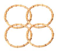 4pcs Pains de sac à main pour les sacs de crochet, poignées de sac à main en bambou rondes, manche de mode remplaçants pour sac de plage sac à main