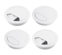 4PCS Passe-Câbles de Bureau en Plastique Blanc, 60 mm - Solution de Gestion des Câbles Robuste et Facile à Installer, pour Plans de Travail, Bureaux, Tables -Espace de Travail Organisé et Épuré