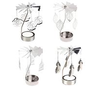 4Pcs Photophore, Porte-Bougies À Réchaud Bougeoir Bougie Chauffe-Plat Carrousel Bougeoirs Chandelier Noel, Chandelier En Métal Idéal Pour Les Mariages, Décoration De Maison, Table Et De Cadeaux