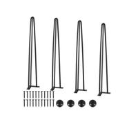 VEVOR Pied de Table en Épingle à Cheveux 4PCS Pieds de Bureau 71 cm Acier Massif Capacité Charge 408 kg Pieds de Meubles 3 Tiges Noirs avec Vis et Patins Protecteurs pour Maison Bureau Salle à Manger