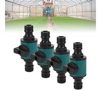 4pcs Plastic Garden Hose Quick Connect with Shutoff Valve Set, Garden Hose Quick Connector, Leakage Proof Dual Head Garden Hose Adapter for Irrigation System (Adaptateur de tuyau d'arrosage à double t