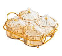 4pcs plats de service divisés, plateau d'apéritif, plateau de collation nordique boîte de récipient de stockage des aliments, ambre