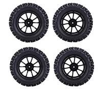 4PCS RC Pneu, Roue En Plastique De 125mm Jantes Roues V Type RC Remplacement De Pneu De Voiture pour 1/10 Télécommande De Voiture Modèle De Pneu(黑色)