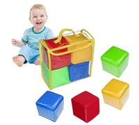 4pcs po de Poche, Cubes de Mousse Molle carrés 3, 9 Pouces avec Poche Transparente, Bricolage Gros dés et Jeu, Jeu pour enseigner Doux